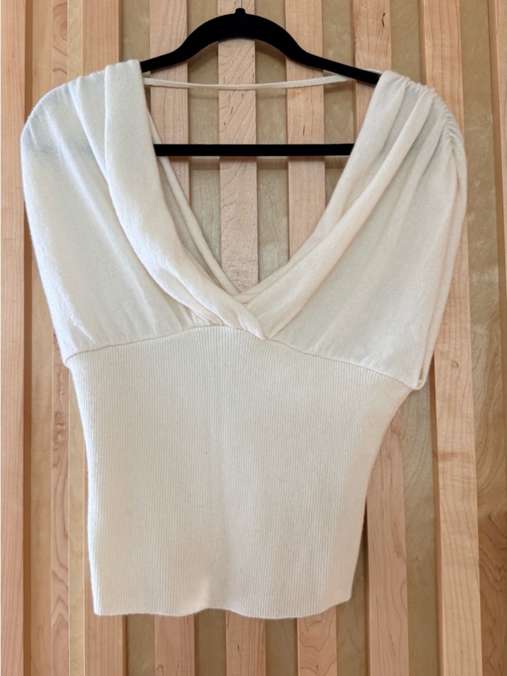 Reformation Cream Cashmere V-Neck Top